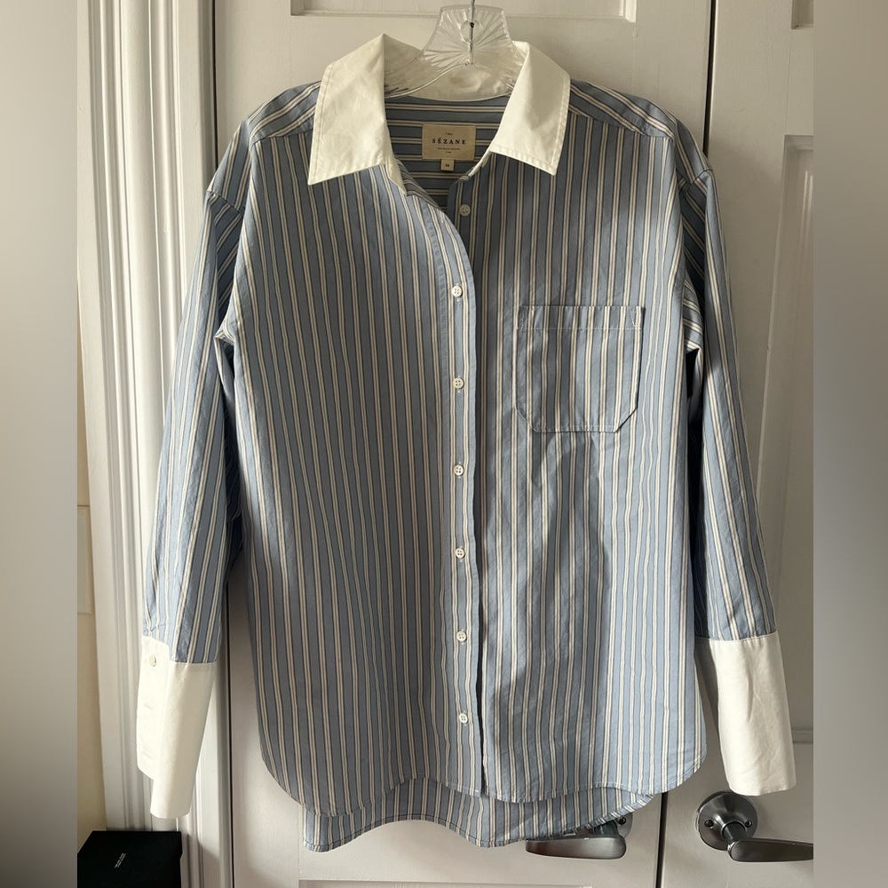 Sezane Striped Button Down Shirt